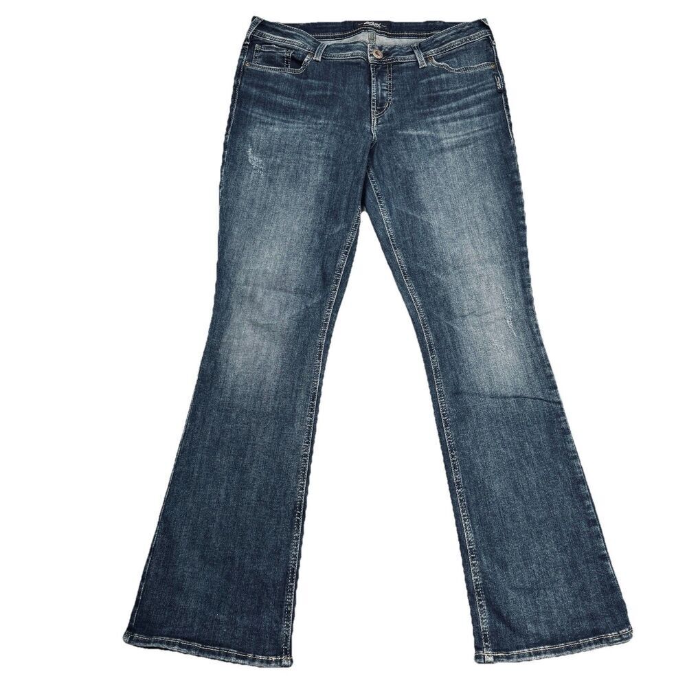 Silver Jeans Elyse Slim Boot Cut 31 (34x31) Blue Distressed Stretch Womens